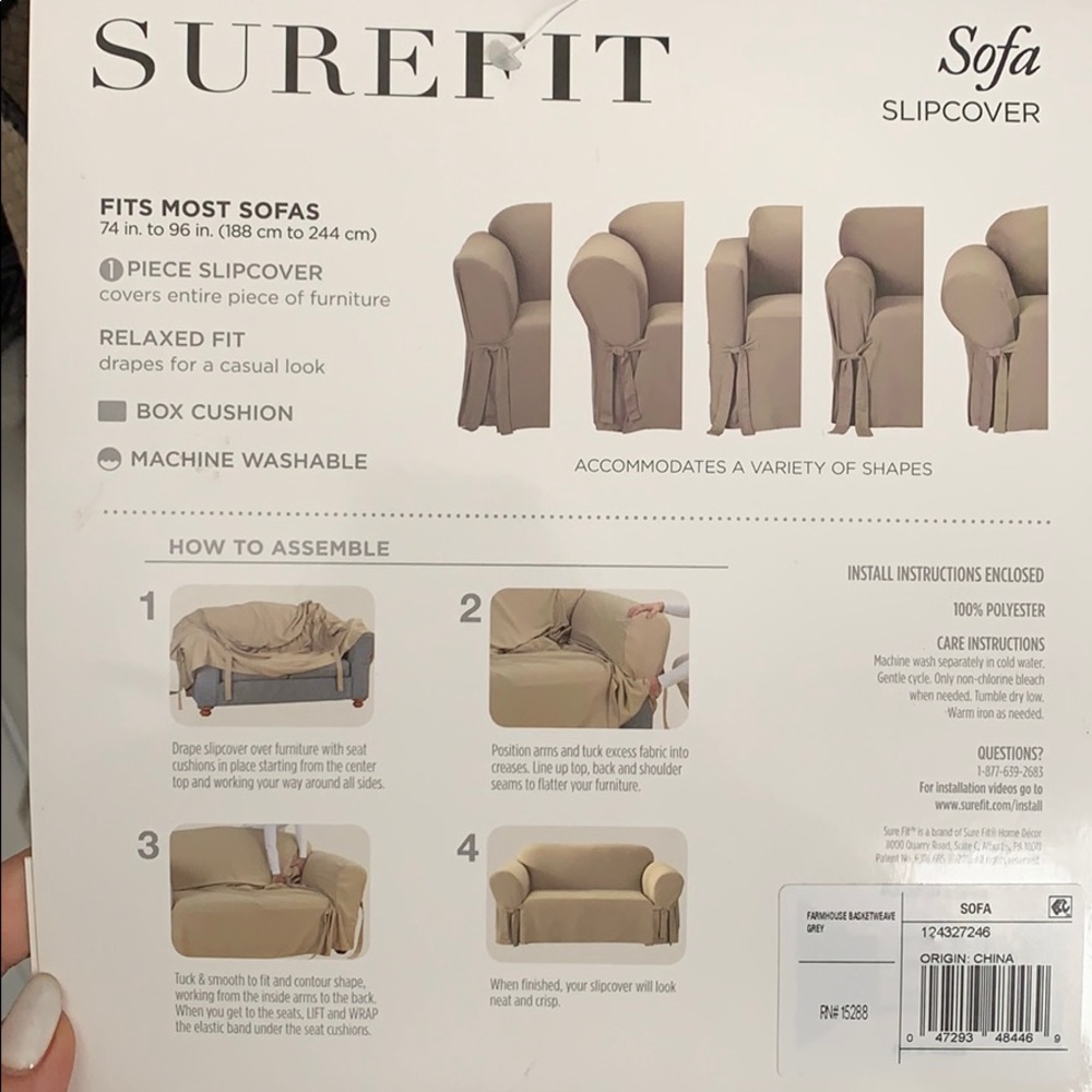 Surefit farmhouse basket weave grey slipcover